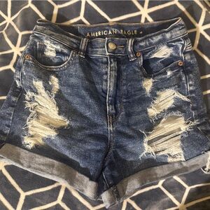 American Eagle Outfitters Distressed Dark Blue Denim Jean Shorts ~ Stretch